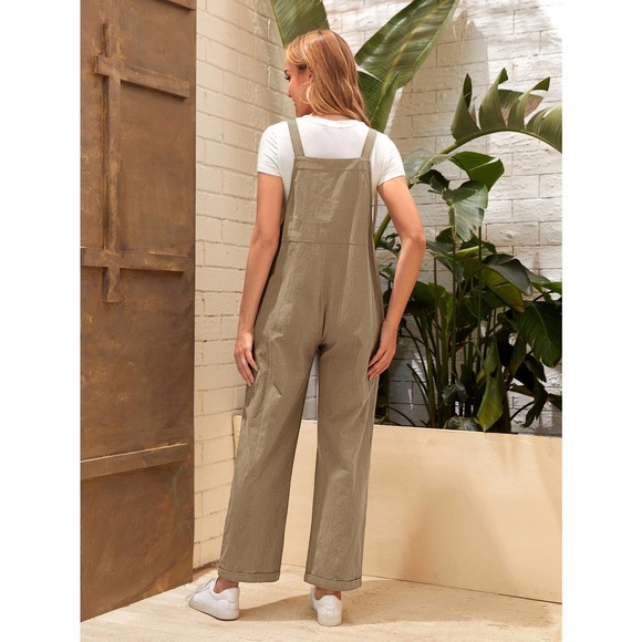 Maternity Dual Pocket Jumpsuit (Without Tee) khaki tan - Picture 3 of 8